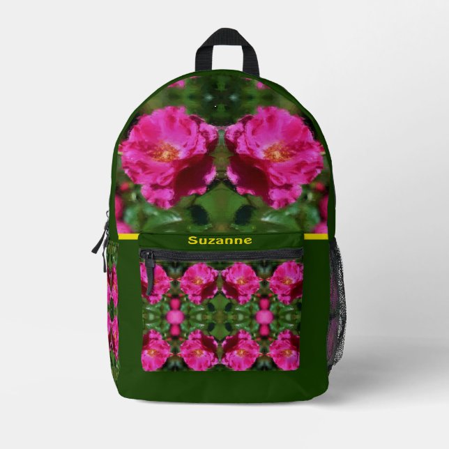 Pink Rose Painting Flower Art Personalized Printed Backpack (Front)