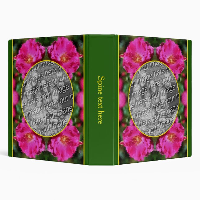 Pink Rose Painting Flower Create Your Own Photo 3 Ring Binder (Background)