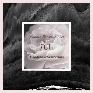 Pink Rose Paper Napkins, 70th Wedding Anniversary Napkins
