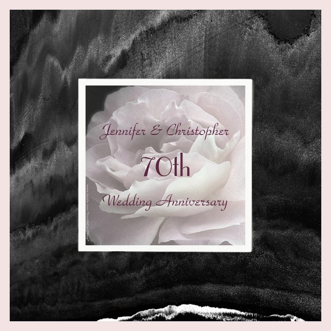 Pink Rose Paper Napkins, 70th Wedding Anniversary Paper Napkins (Creator Uploaded)