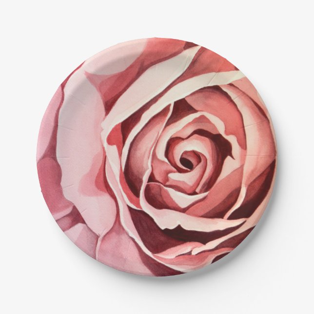 Pink Rose Paper Plates (Front)