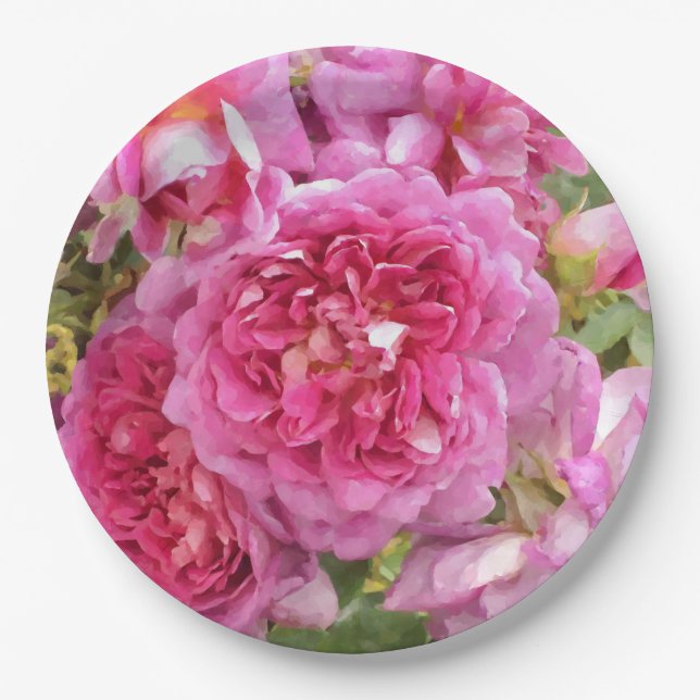 Pink Rose Paper Plates (Front)