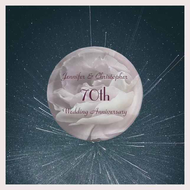 Pink Rose Paper Plates, 70th Wedding Anniversary Paper Plates (Creator Uploaded)
