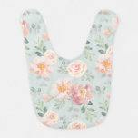 Pink Rose Pastel Garden Pattern Baby Bib