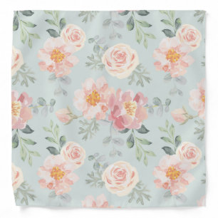 Pink Rose Pastel Garden Pattern Bandana