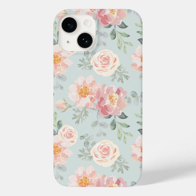 Pink Rose Pastel Garden Pattern Case-Mate iPhone Case (Back)