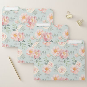 Pink Rose Pastel Garden Pattern File Folder