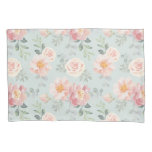 Pink Rose Pastel Garden Pattern Pillow Case