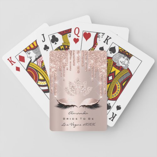 Pink Rose Pastel Spark Lotus Diamond Bridal Playing Cards