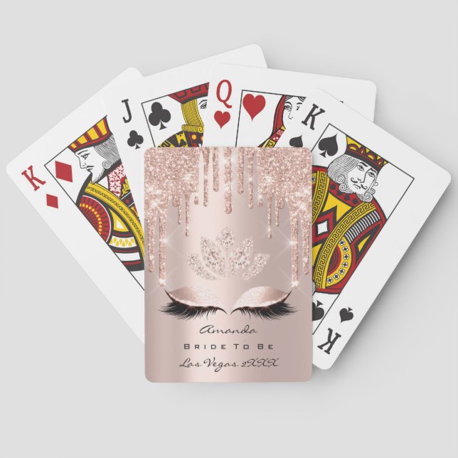 Pink Rose Pastel Spark Lotus Diamond Bridal Poker Cards (Back)