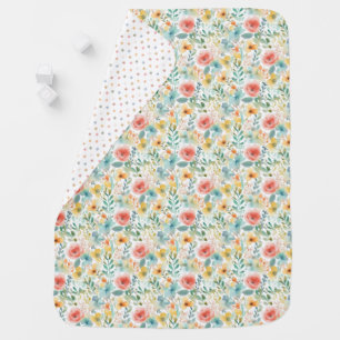 Pink Rose Patch Reversible Baby Blanket