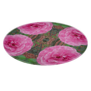 Pink Rose Pattern Cutting Board