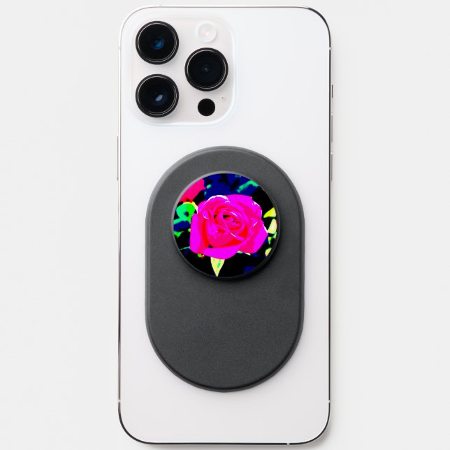 Pink Rose Pattern PopSocket (Front)