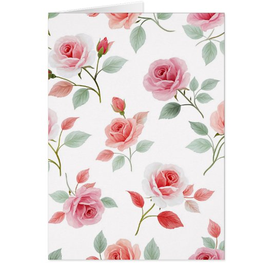 Pink Rose Pattern, soft color, Cards (Front)