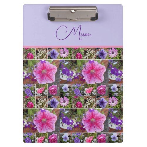 Pink Rose Penunia Daisy Flowers Floral Mothers Day Clipboard