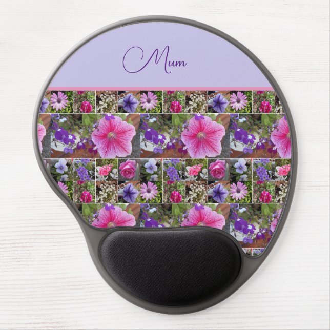 Pink Rose Penunia Daisy Flowers Floral Mothers Day Gel Mouse Pad (Front)