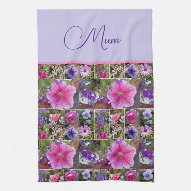 Pink Rose Penunia Daisy Flowers Floral Mothers Day Kitchen Towel (Vertical)