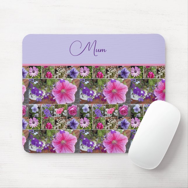 Pink Rose Penunia Daisy Flowers Floral Mothers Day Mouse Pad (With Mouse)