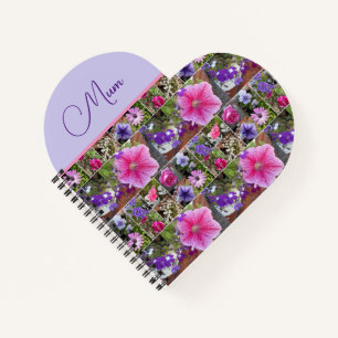 Pink Rose Penunia Daisy Flowers Floral Mothers Day Notebook
