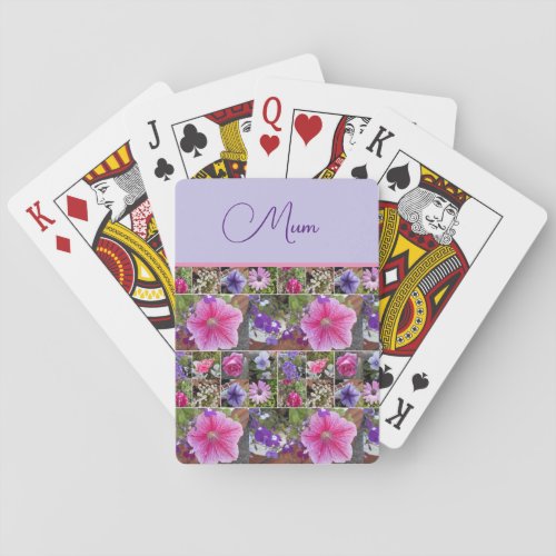 Pink Rose Penunia Daisy Flowers Floral Mothers Day Poker Cards
