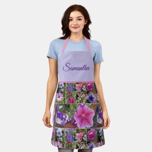 Pink Rose Penunia Daisy Flowers Floral Womans Apro Apron