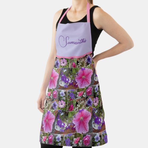 Pink Rose Penunia Daisy Flowers Floral Womans Apron