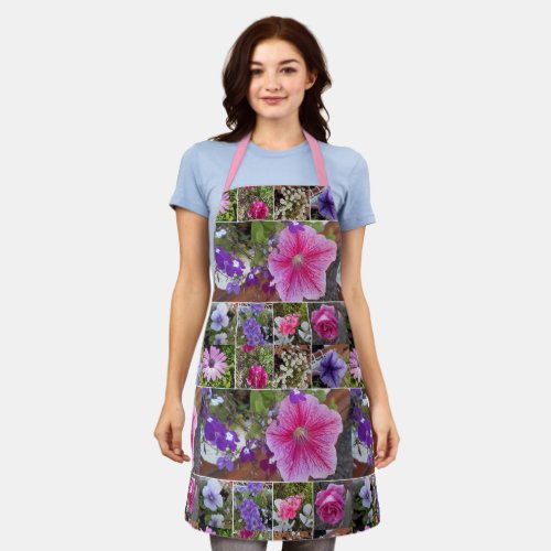 Pink Rose Penunia Daisy Flowers Floral Womans Apron