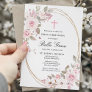 Pink Rose Peony Floral First Holy Communion  Invitation