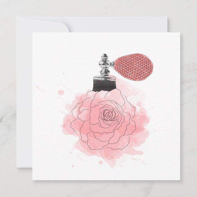Pink Rose Perfume Holiday Card (Front)