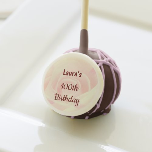 Pink Rose Personalised 100th Birthday Cake Pops