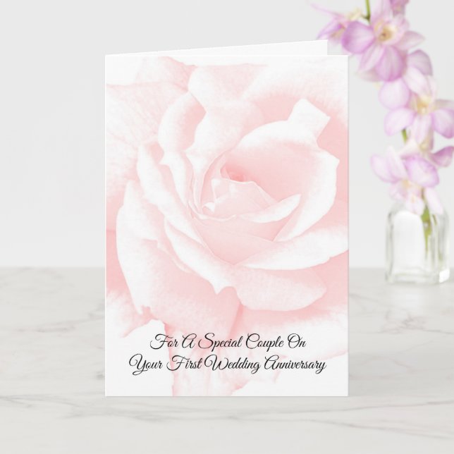 Pink Rose Personalised 1st Wedding Anniversary Card (Orchid)