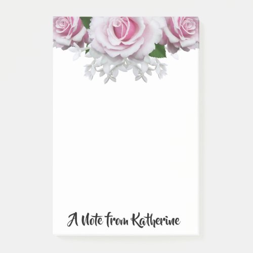 Pink Rose Personalized Brush Letter Notes