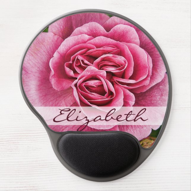 Pink Rose Personalized Gel Mouse Pad (Front)