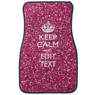 Pink Rose Personalized KEEP CALM AND Your Text Car Floor Mat