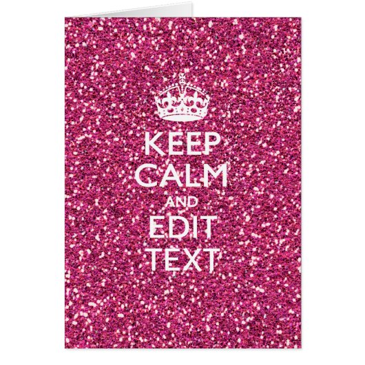 Pink Rose Personalized KEEP CALM AND Your Text Cards (Front)