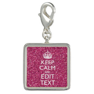 Pink Rose Personalized KEEP CALM AND Your Text Charm