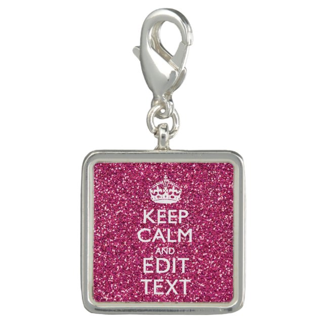 Pink Rose Personalized KEEP CALM AND Your Text Charm (Front)