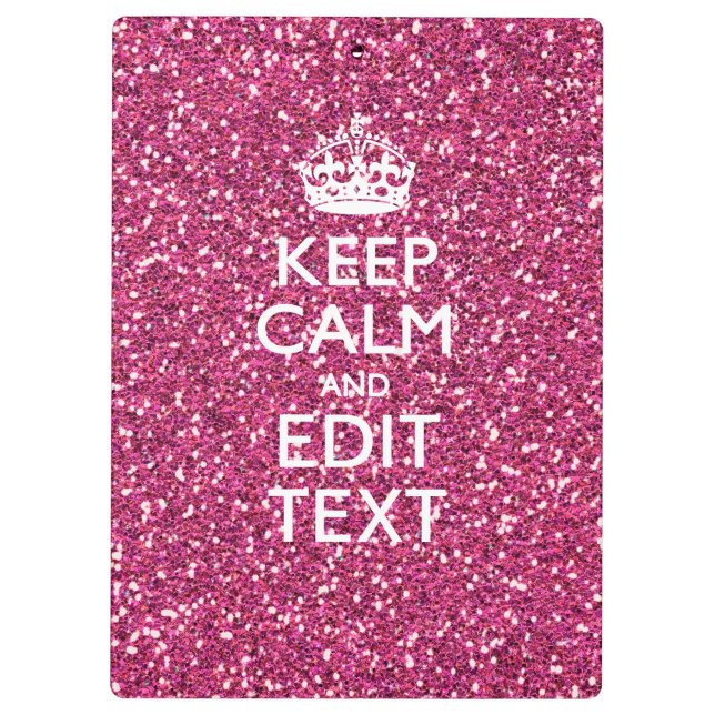 Pink Rose Personalized KEEP CALM AND Your Text Clipboard (Back)