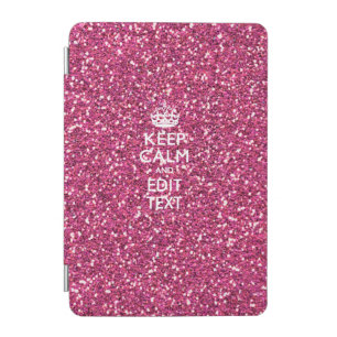 Pink Rose Personalized KEEP CALM AND Your Text iPad Mini Cover