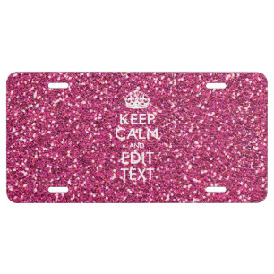 Pink Rose Personalized KEEP CALM AND Your Text License Plate