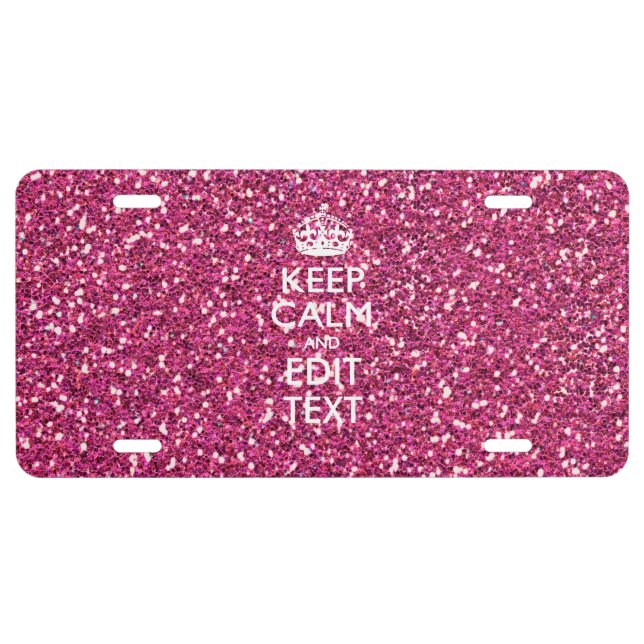 Pink Rose Personalized KEEP CALM AND Your Text License Plate (Front)