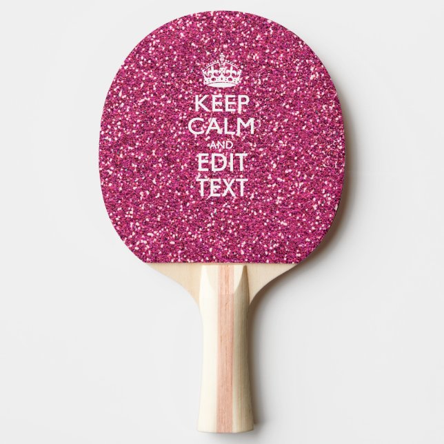 Pink Rose Personalized KEEP CALM AND Your Text Ping-Pong Paddle (Front)