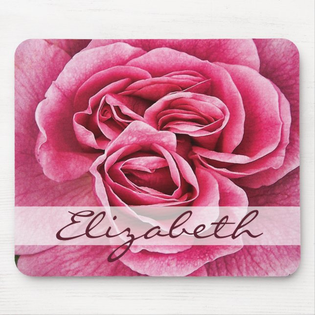 Pink Rose Personalized Mouse Pad (Front)