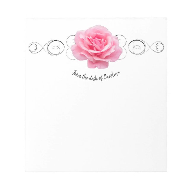Pink Rose Personalized Notepad (Front)