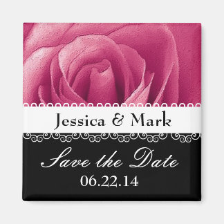 Pink Rose Personalized Save the Date Wedding Magnet