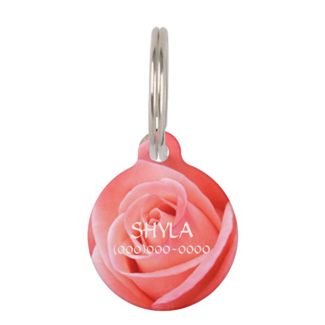 Pink Rose Pet Name Tag (Front)