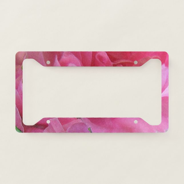 Pink Rose Petals Abstract License Plate Frame (Front)