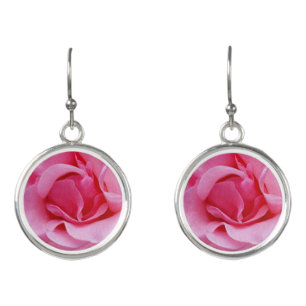 Pink rose petals earrings