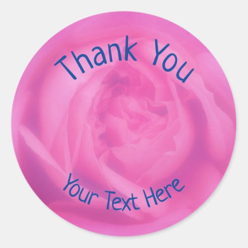 Pink Rose Petals Flower Thank You Personalized Classic Round Sticker