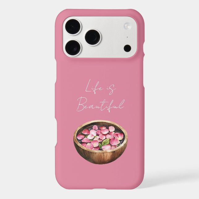 Pink Rose Petals Flowers Bowl iPhone Case (Back)